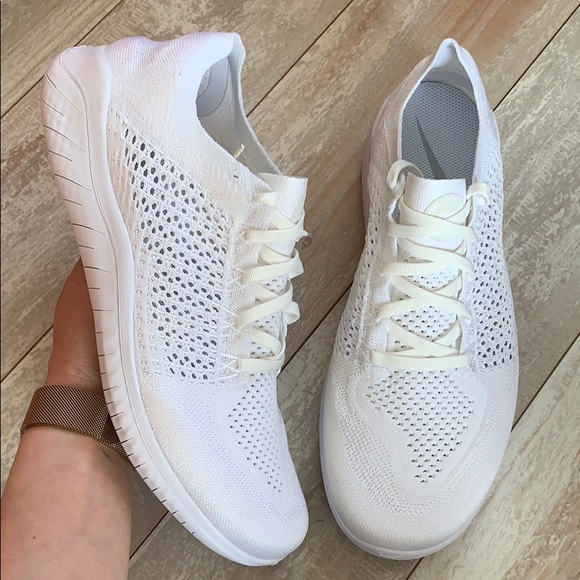 NWT Nike FREE RN Flyknit triple white - Picture 4 of 7